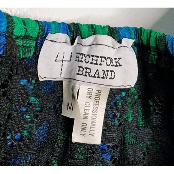 Vtg Square Dance 2 Piece Outfit Skirt Blouse Sz M Lace USA Made Blue Green Plaid - Picture 3 of 6